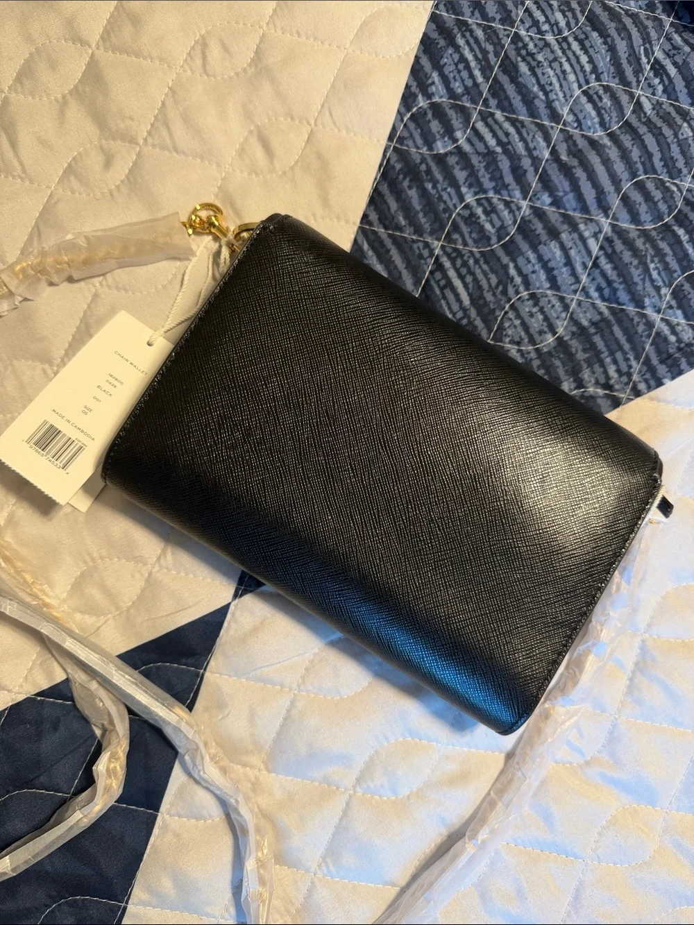 Tory Burch Black Leather Crossbody with Gold Logo